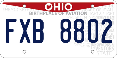 OH license plate FXB8802