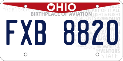 OH license plate FXB8820