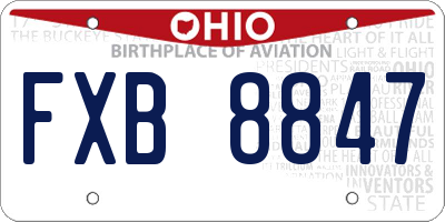 OH license plate FXB8847