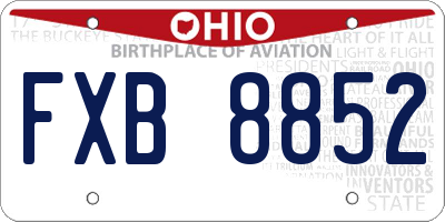 OH license plate FXB8852