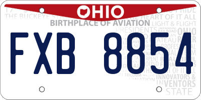 OH license plate FXB8854