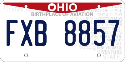 OH license plate FXB8857