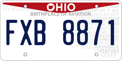 OH license plate FXB8871