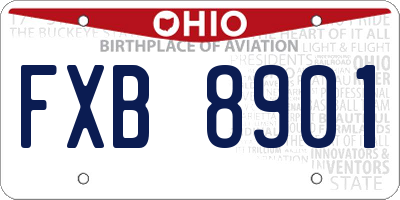 OH license plate FXB8901