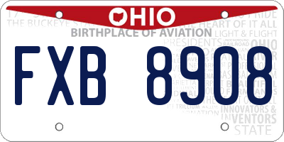 OH license plate FXB8908