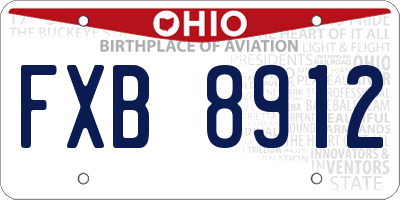 OH license plate FXB8912
