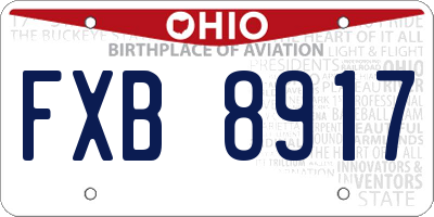 OH license plate FXB8917