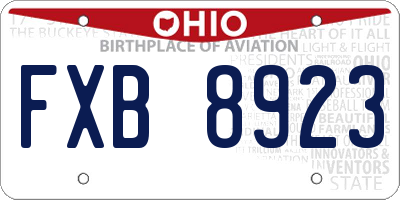 OH license plate FXB8923
