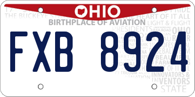 OH license plate FXB8924