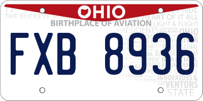 OH license plate FXB8936