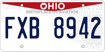 OH license plate FXB8942