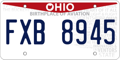 OH license plate FXB8945