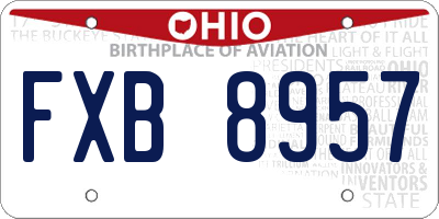 OH license plate FXB8957