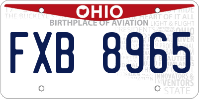 OH license plate FXB8965
