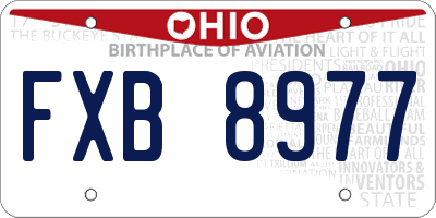 OH license plate FXB8977
