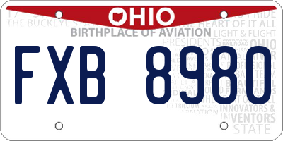 OH license plate FXB8980