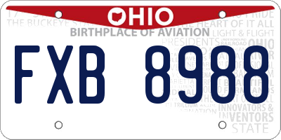 OH license plate FXB8988