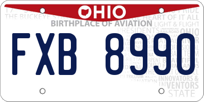 OH license plate FXB8990