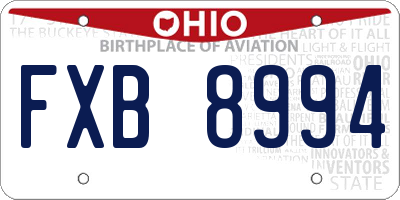 OH license plate FXB8994