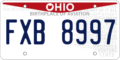 OH license plate FXB8997