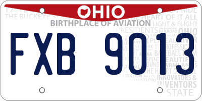 OH license plate FXB9013