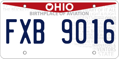 OH license plate FXB9016