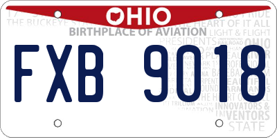 OH license plate FXB9018