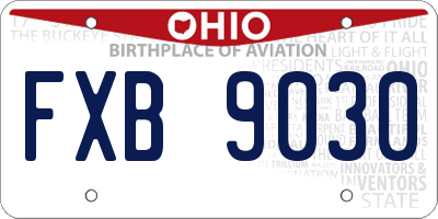 OH license plate FXB9030