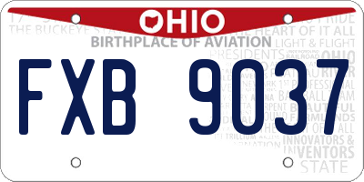 OH license plate FXB9037