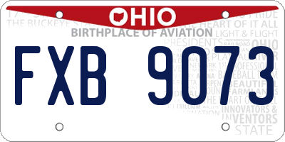 OH license plate FXB9073