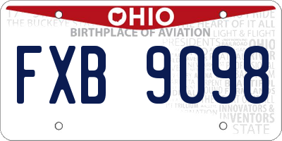 OH license plate FXB9098