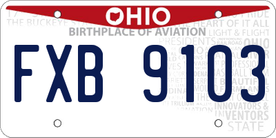 OH license plate FXB9103