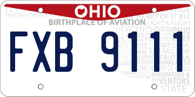 OH license plate FXB9111