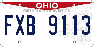 OH license plate FXB9113