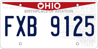 OH license plate FXB9125