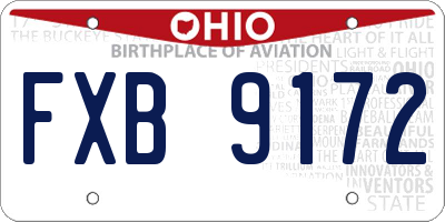 OH license plate FXB9172