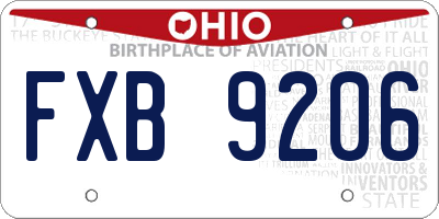 OH license plate FXB9206