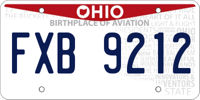 OH license plate FXB9212
