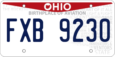 OH license plate FXB9230