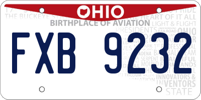 OH license plate FXB9232
