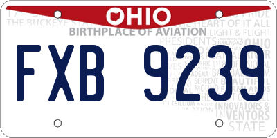 OH license plate FXB9239