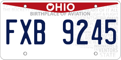 OH license plate FXB9245