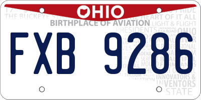 OH license plate FXB9286