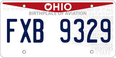 OH license plate FXB9329