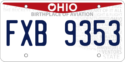 OH license plate FXB9353
