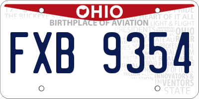 OH license plate FXB9354