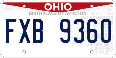 OH license plate FXB9360