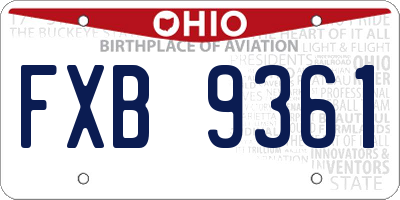 OH license plate FXB9361