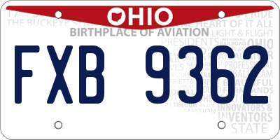OH license plate FXB9362