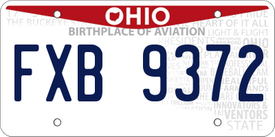 OH license plate FXB9372